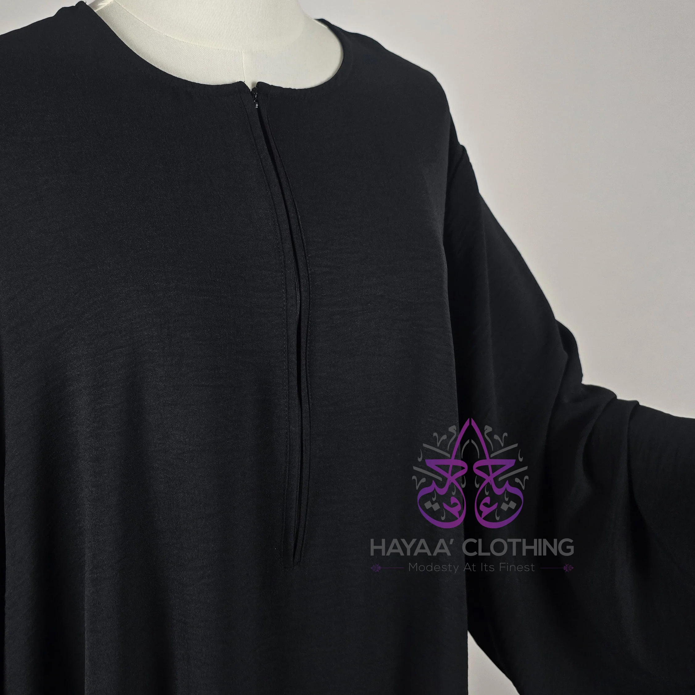 Balloon Sleeve Abaya - Black - Image 3