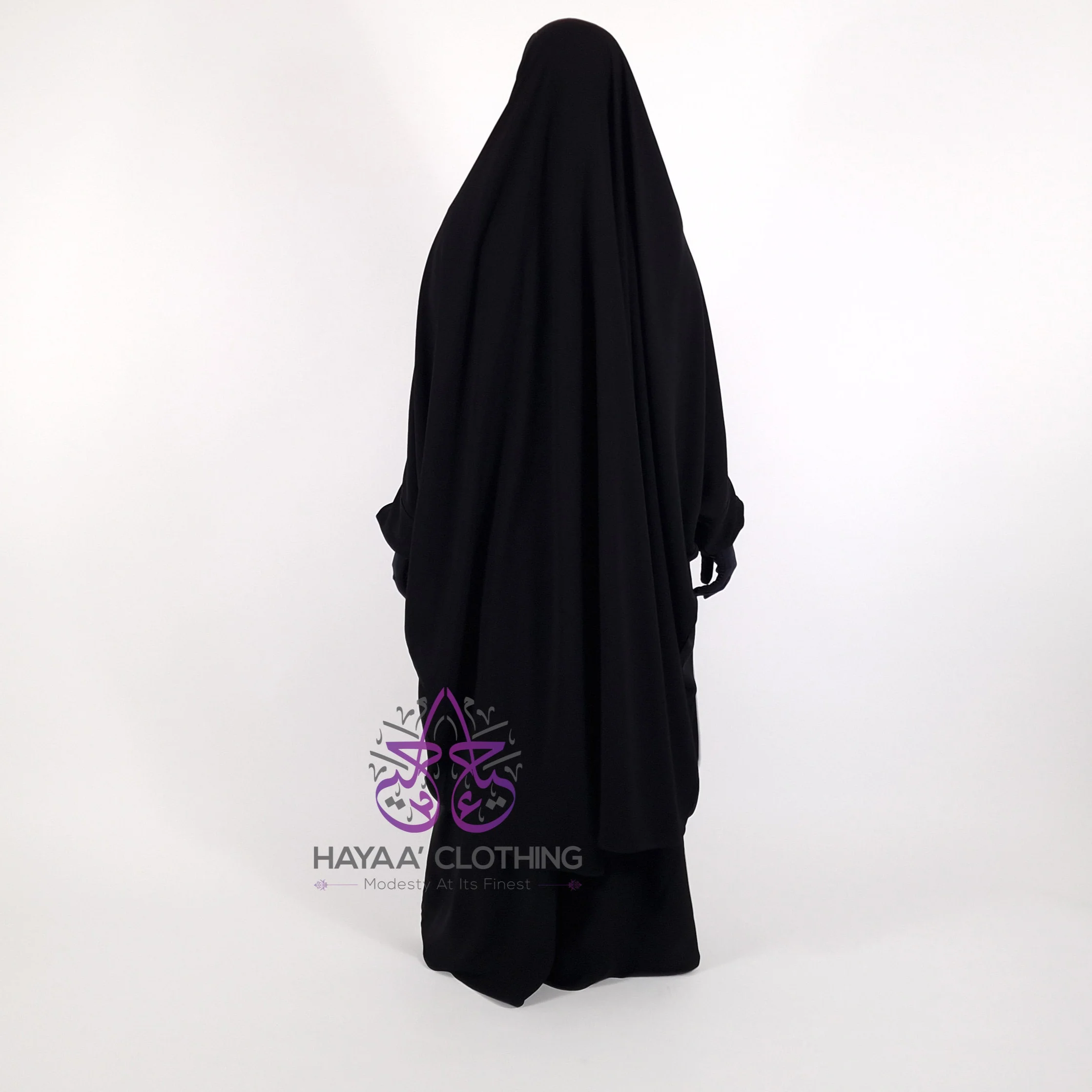Classic 2 Piece Jilbab - Black - Image 3