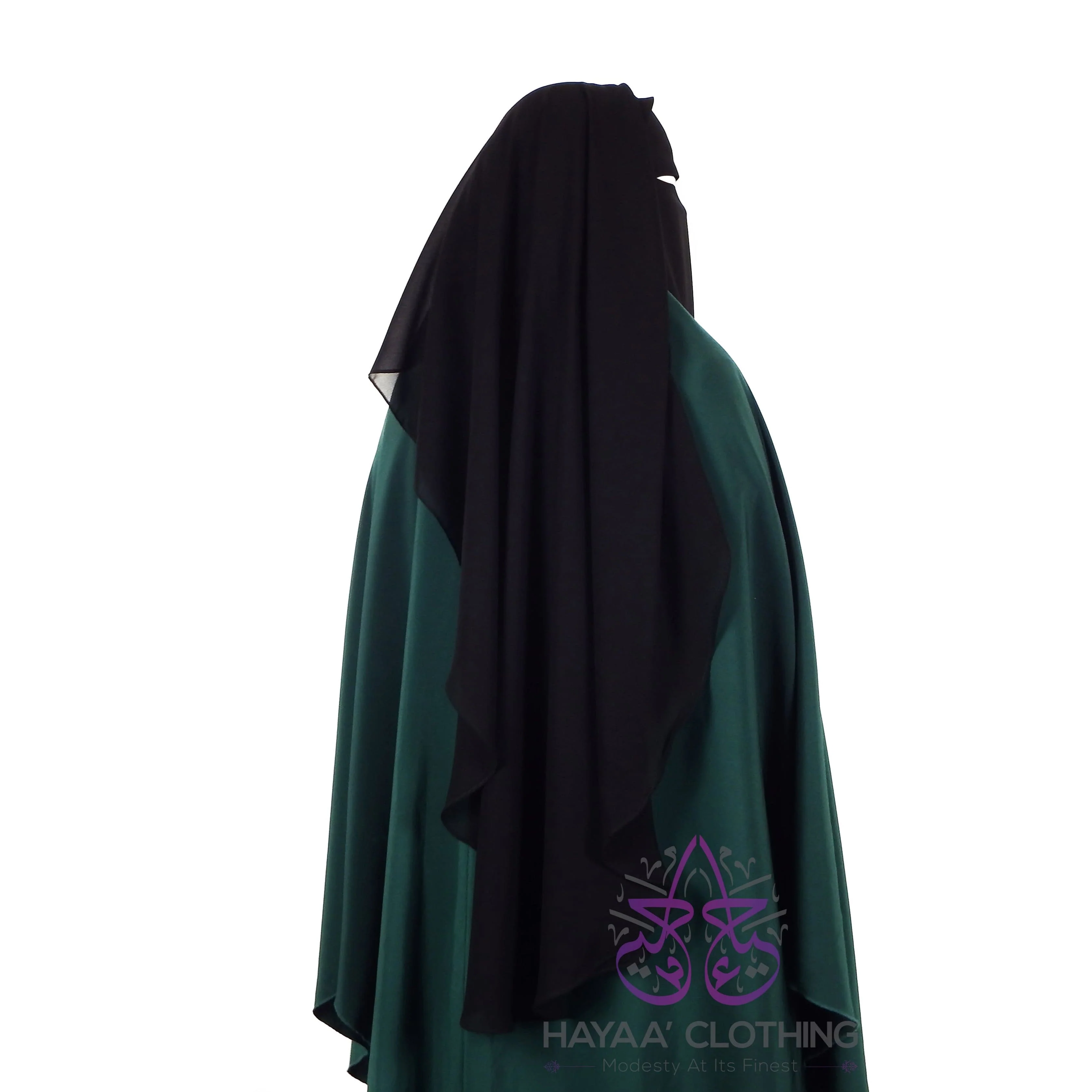 Double Layer Flap Niqab - Black - Image 3