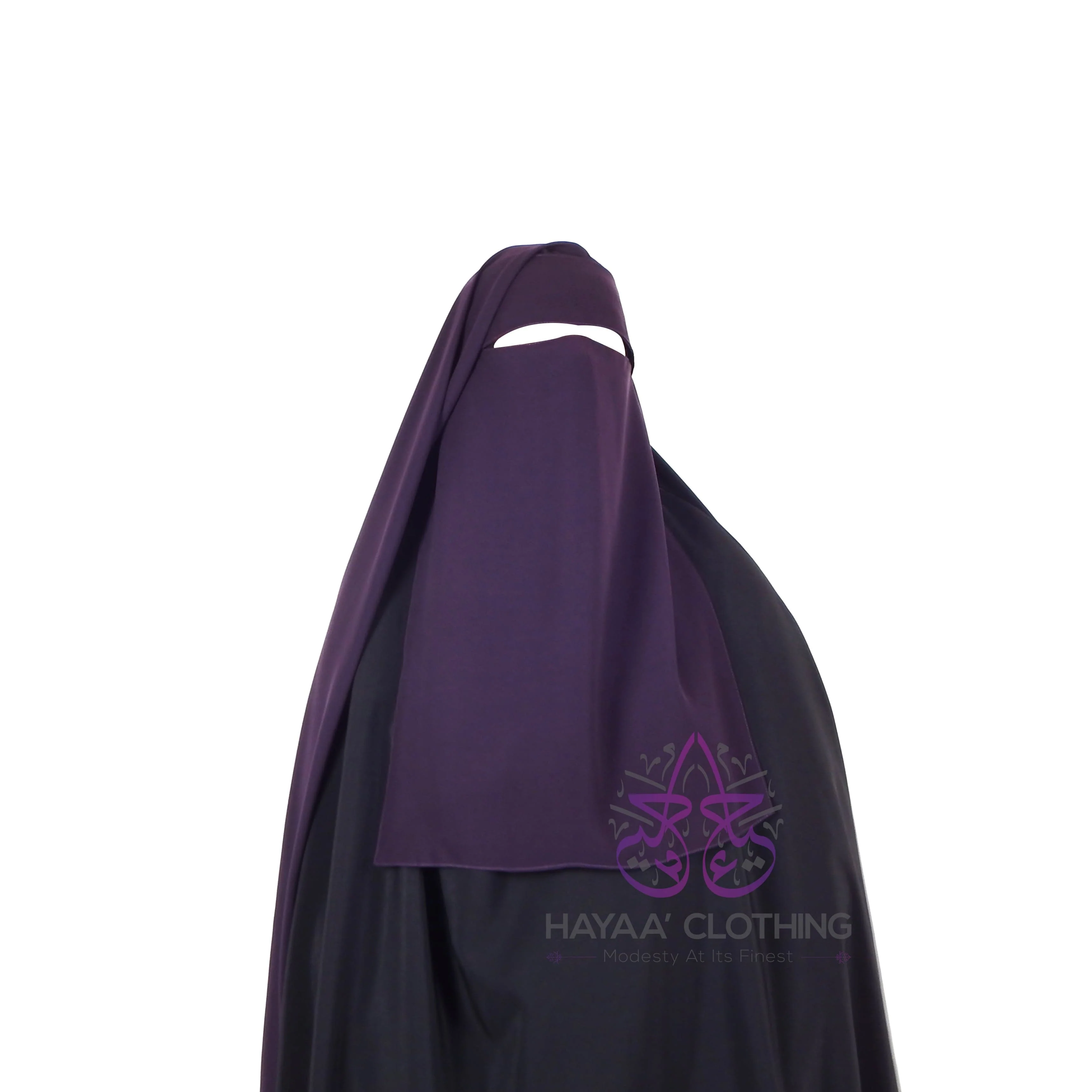 Double Layer Flap Niqab - Plum - Image 4