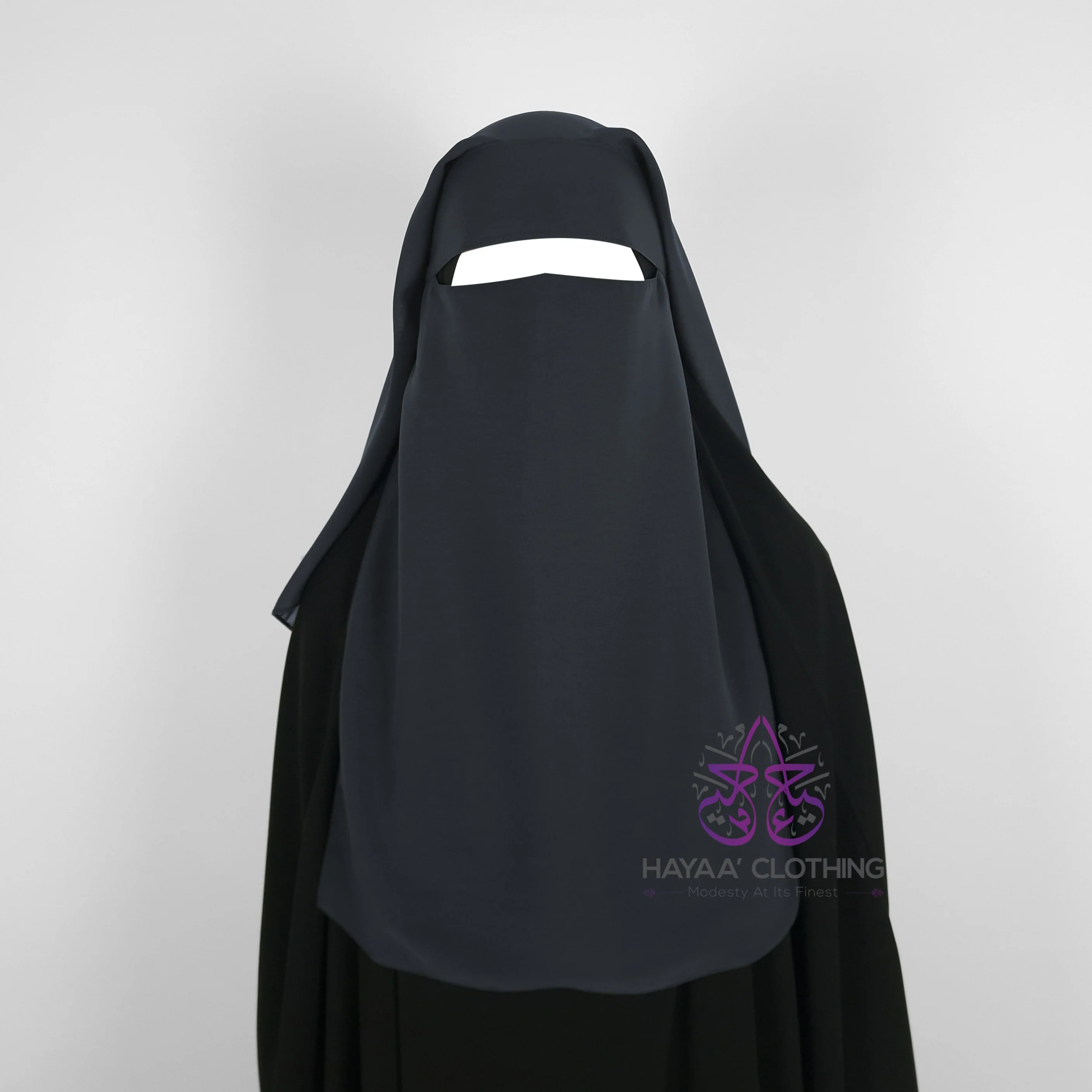Double Layer Niqab - Dark Grey - Image 3