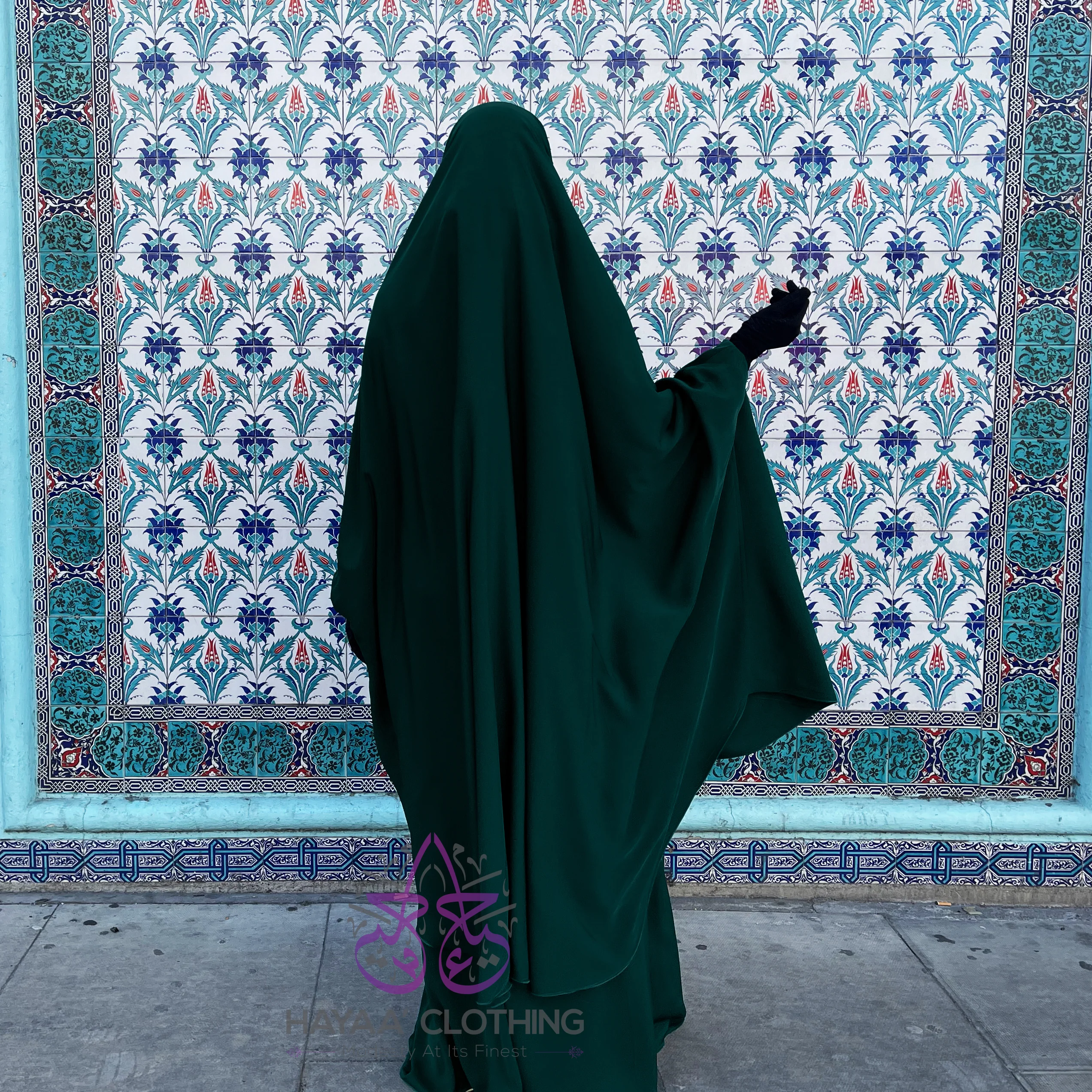 Jilbab Aa'isha 2 Piece | Elasticated headband - Emerald - Image 3