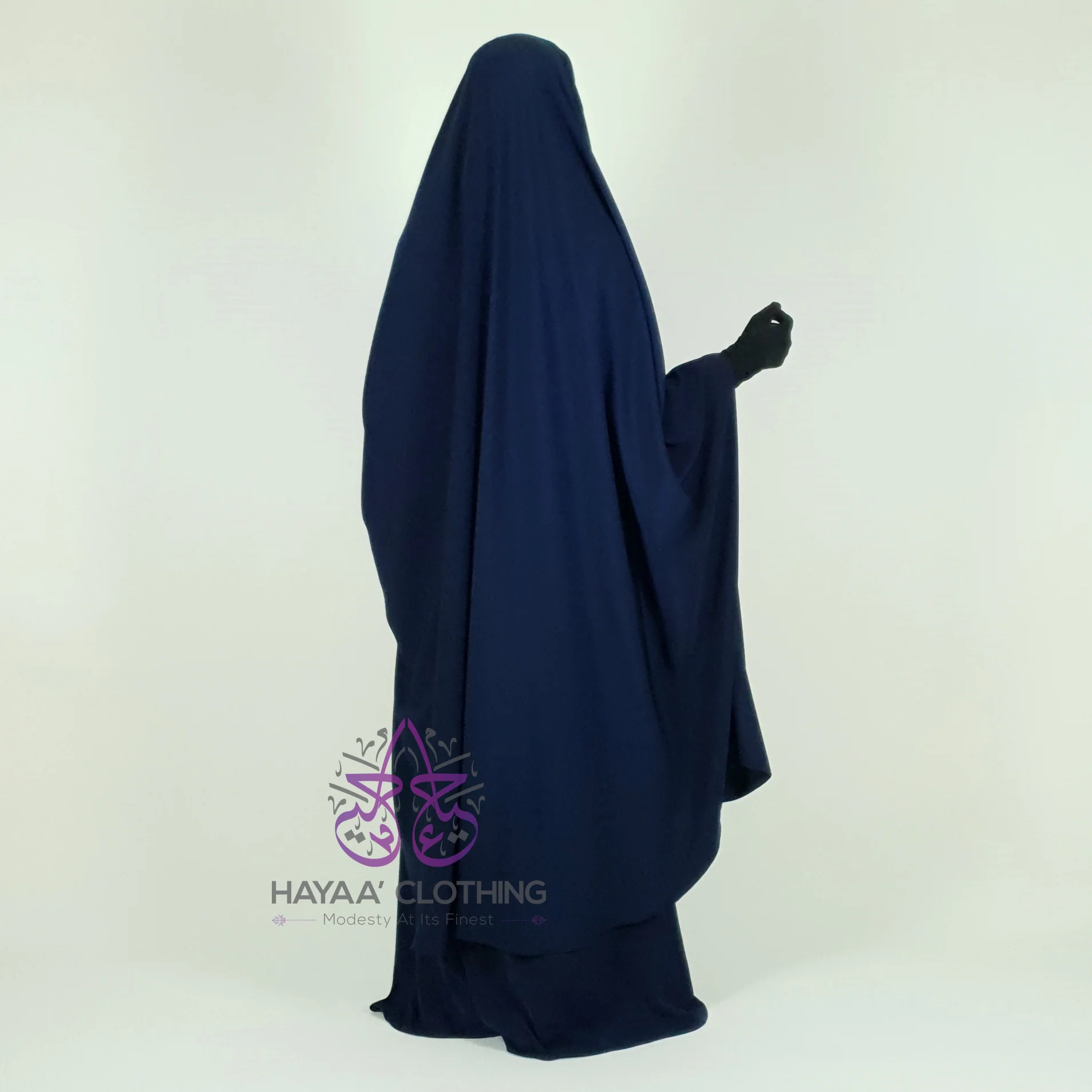 Jilbab Aa'isha 2 Piece | Elasticated headband - Navy - Image 4