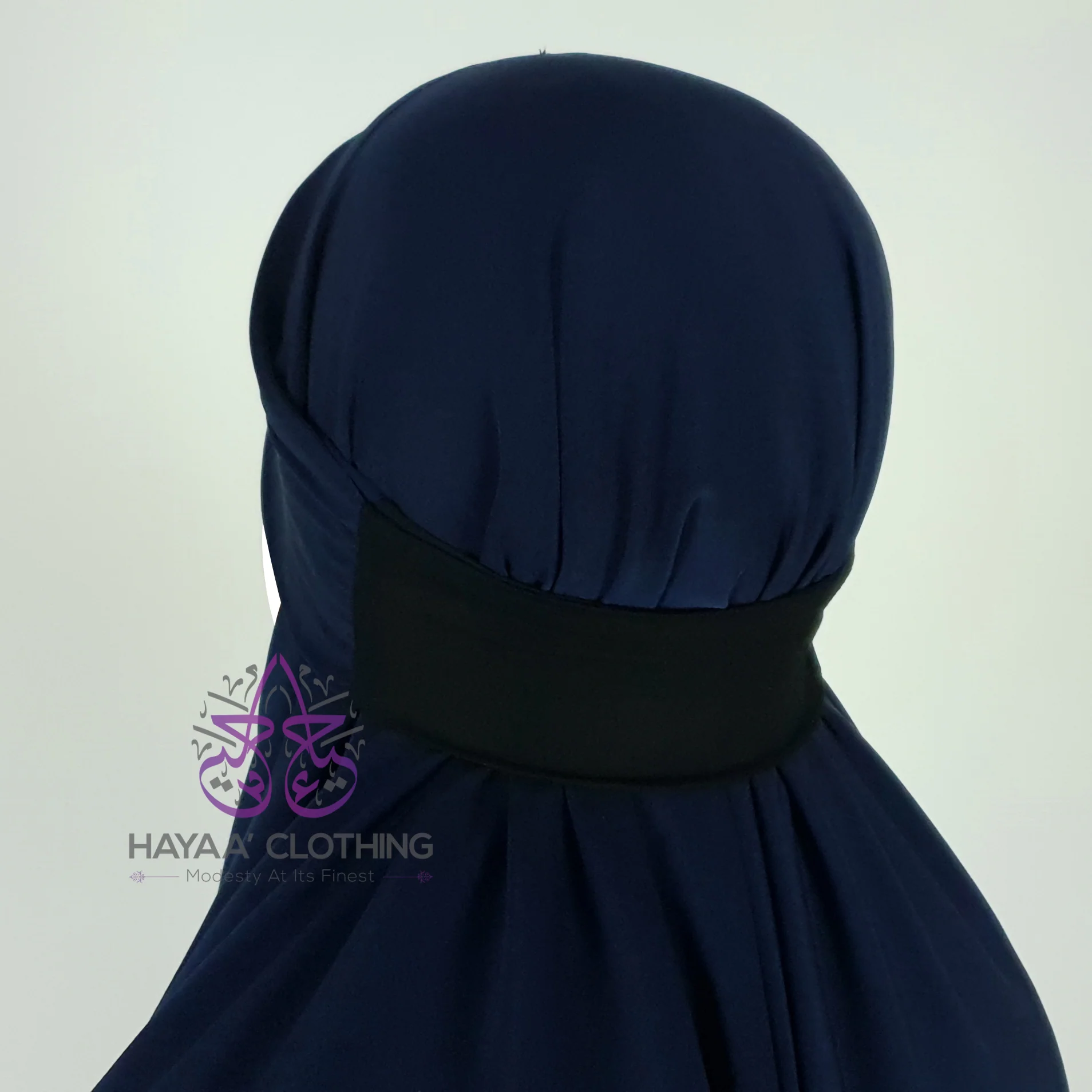 Jilbab Aa'isha 2 Piece | Elasticated headband - Navy - Image 5