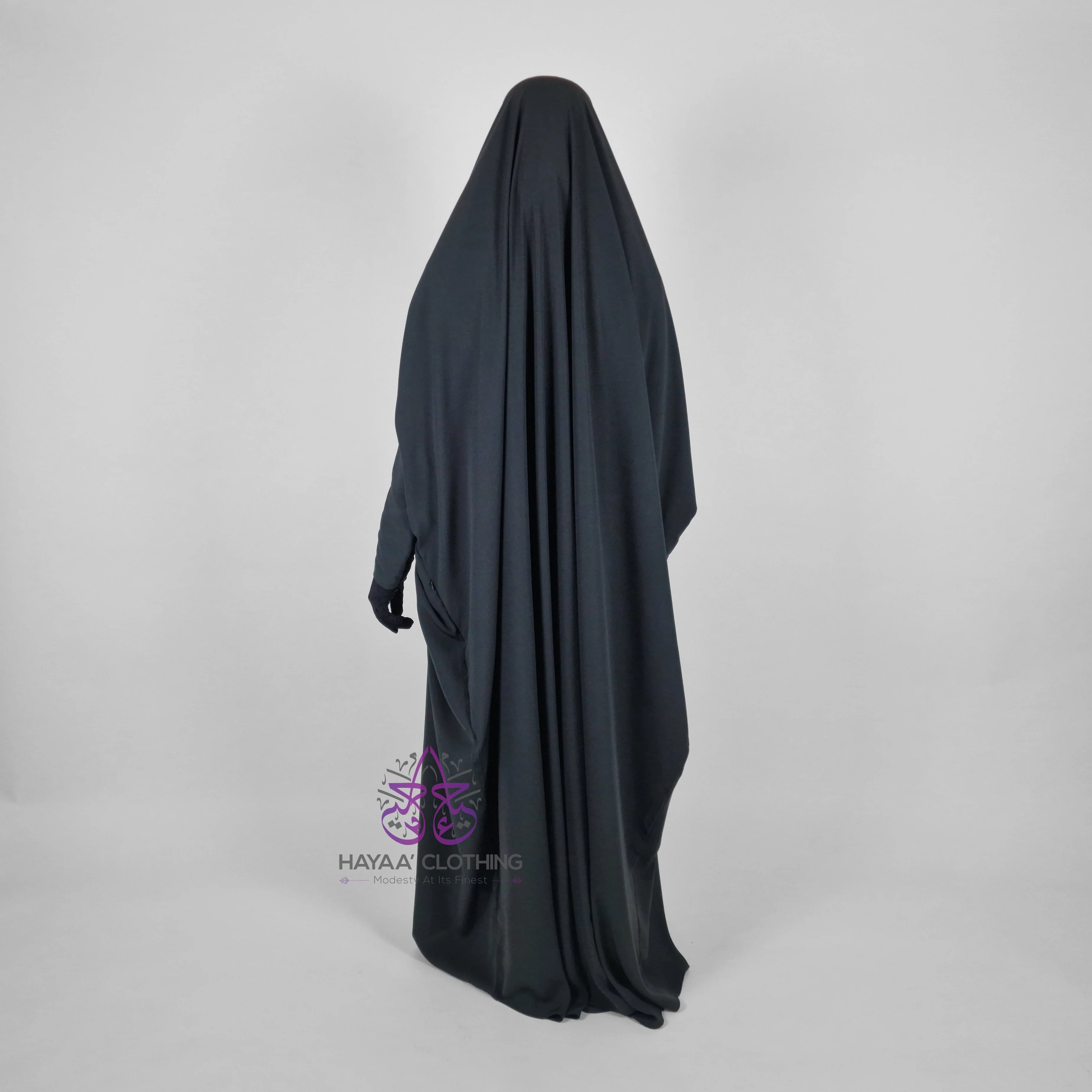 Jilbab Safiyyah 1 Piece - Charcoal - Image 3