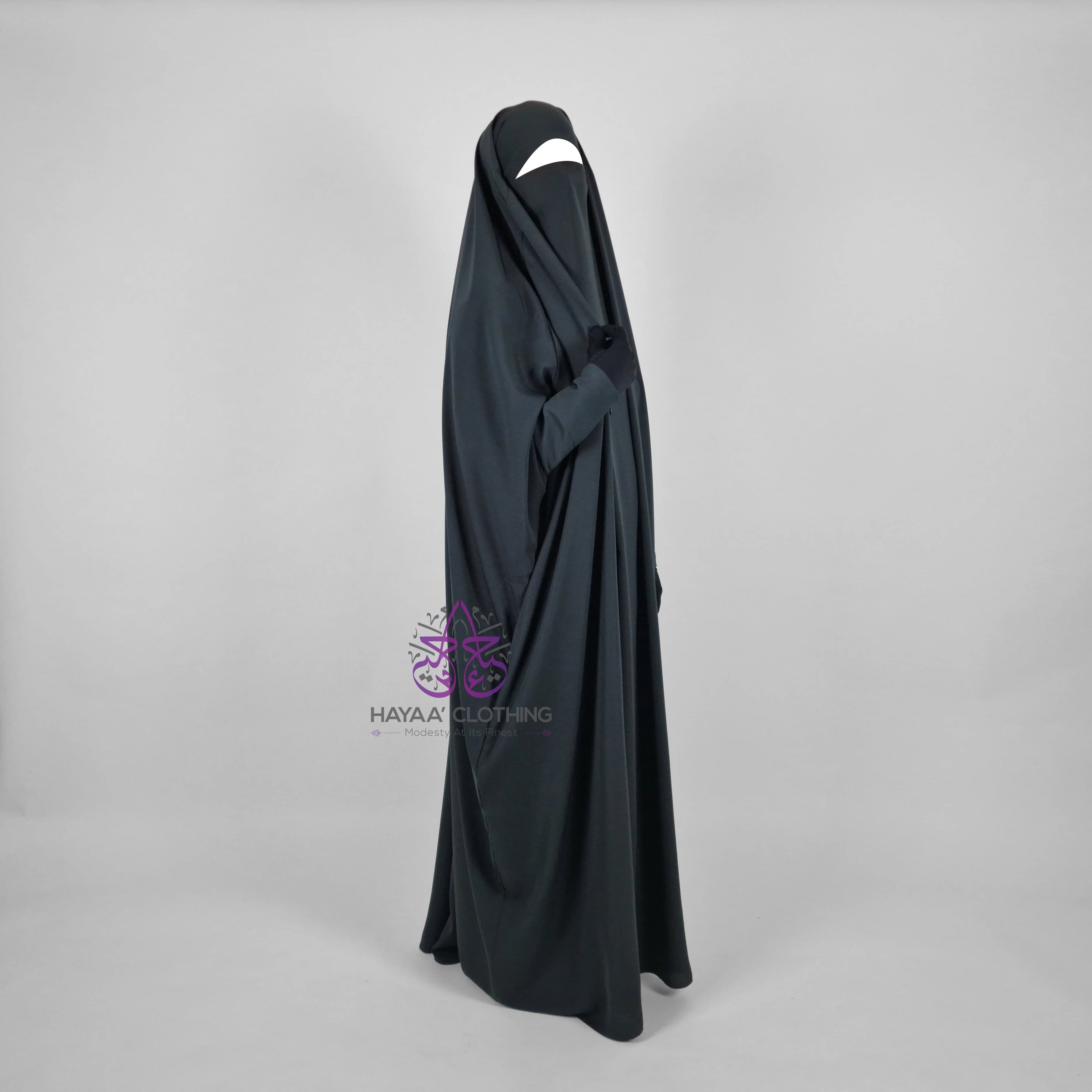 Jilbab Safiyyah 1 Piece - Charcoal - Image 5