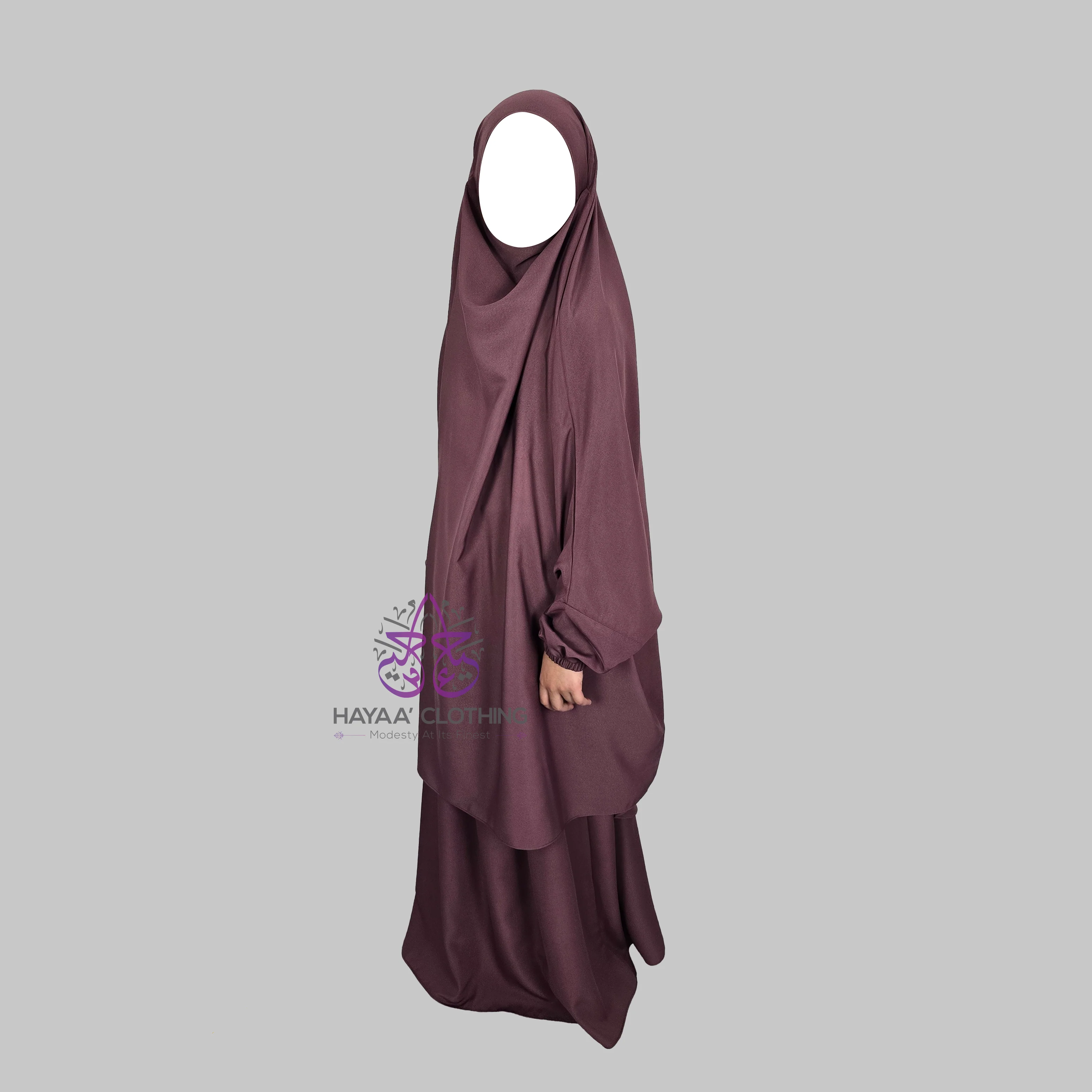 Jilbab Zaynab (girls) 2 Piece - Dusky Purple - Image 3