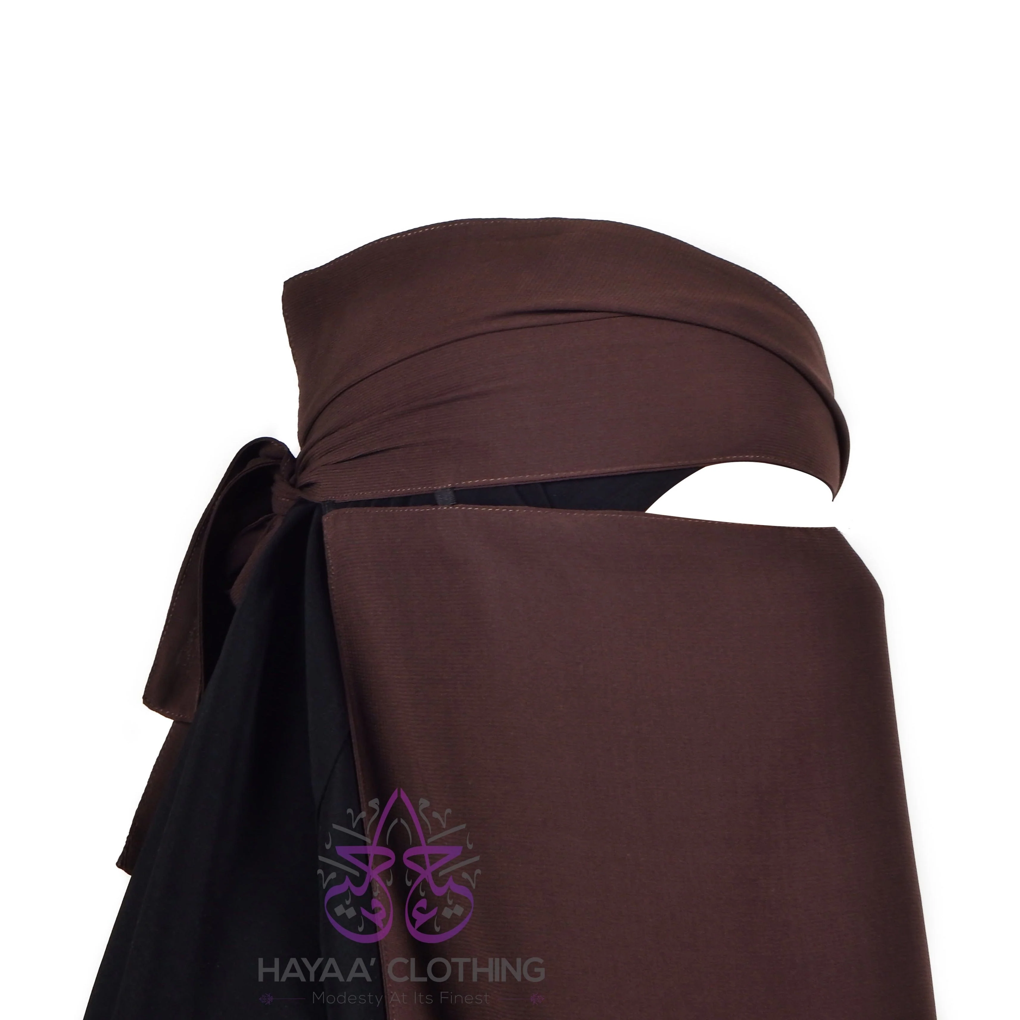 Single Layer Flap Niqab - Brown - Image 3