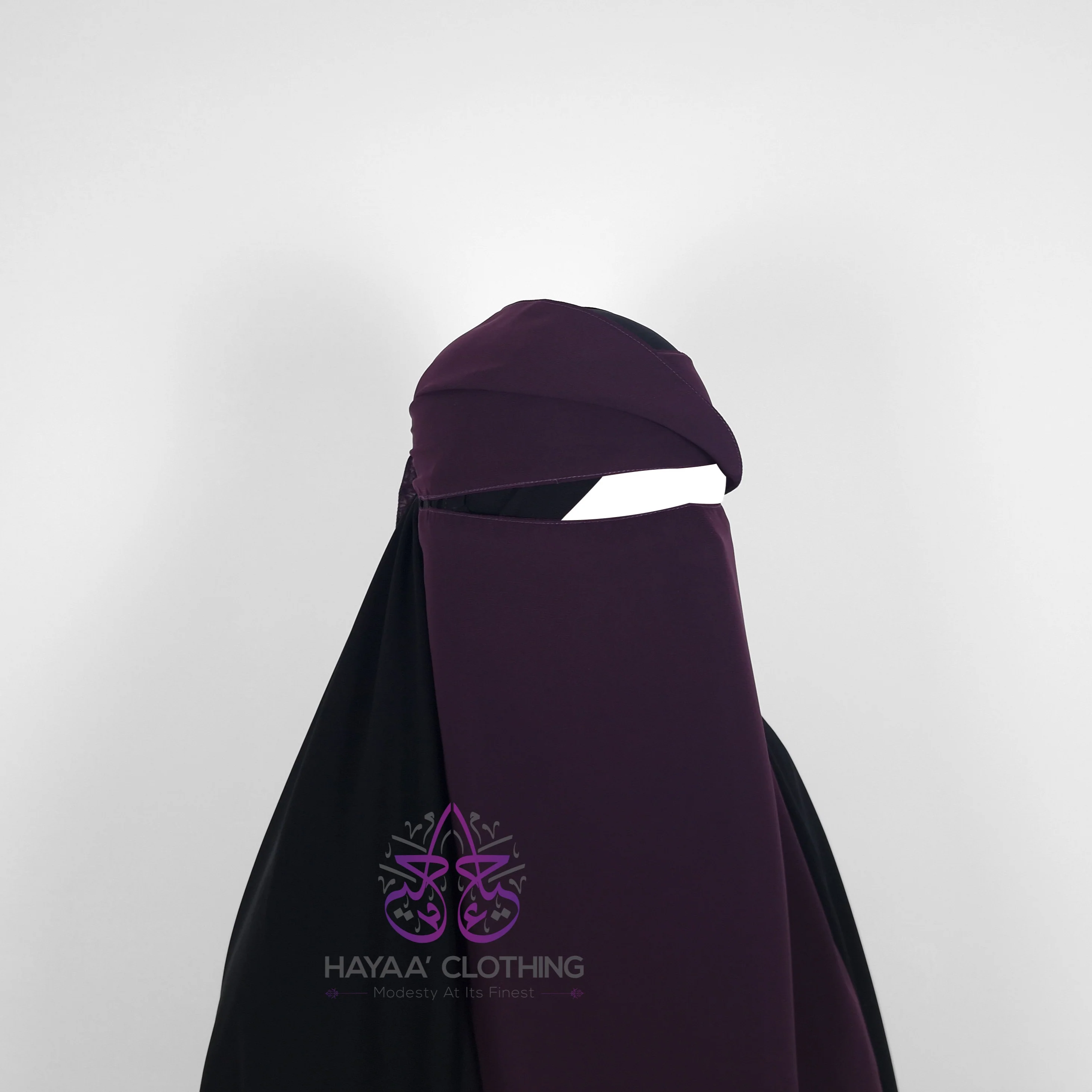 Single Layer Flap Niqab - Plum - Image 3