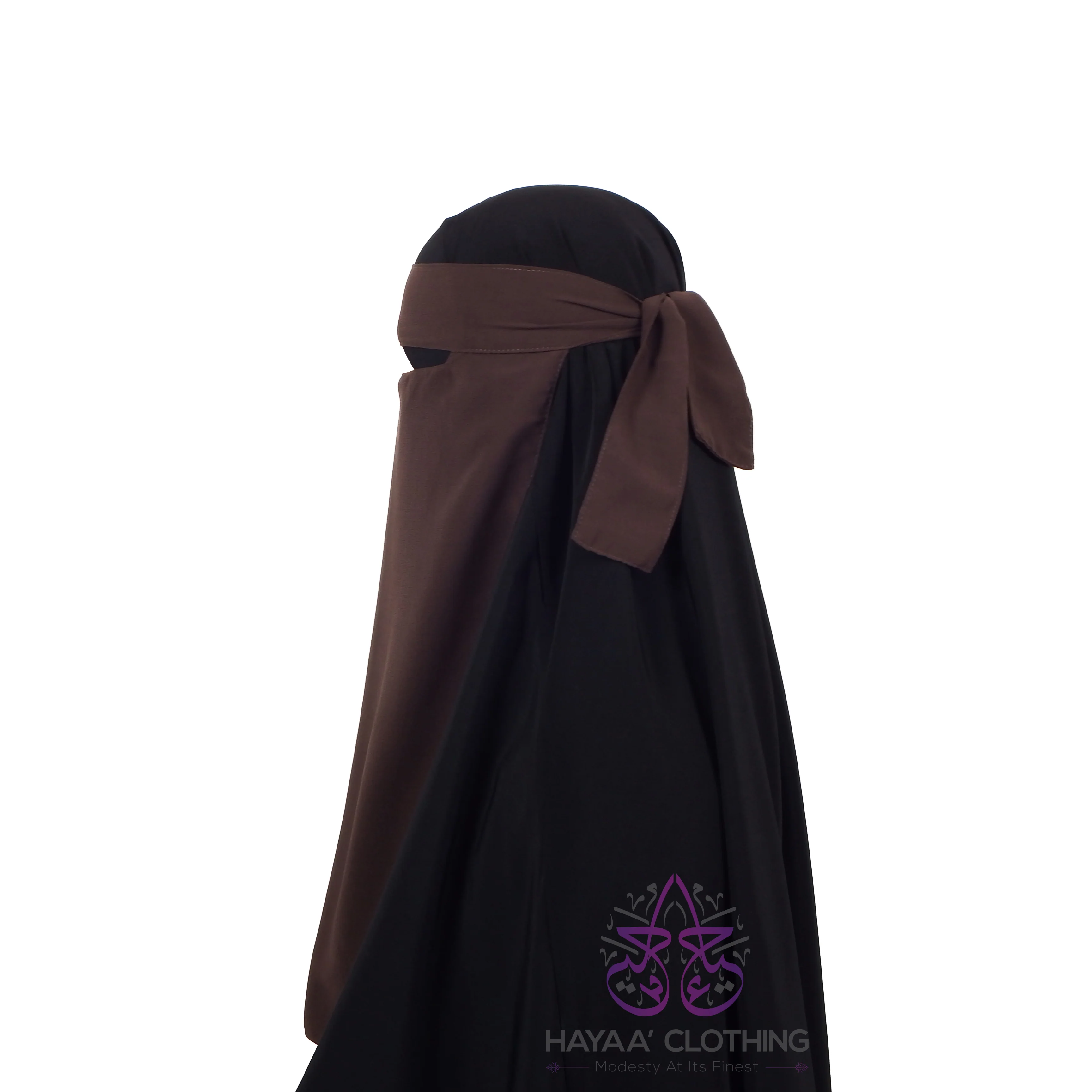 Single Layer Niqab - Brown - Image 3