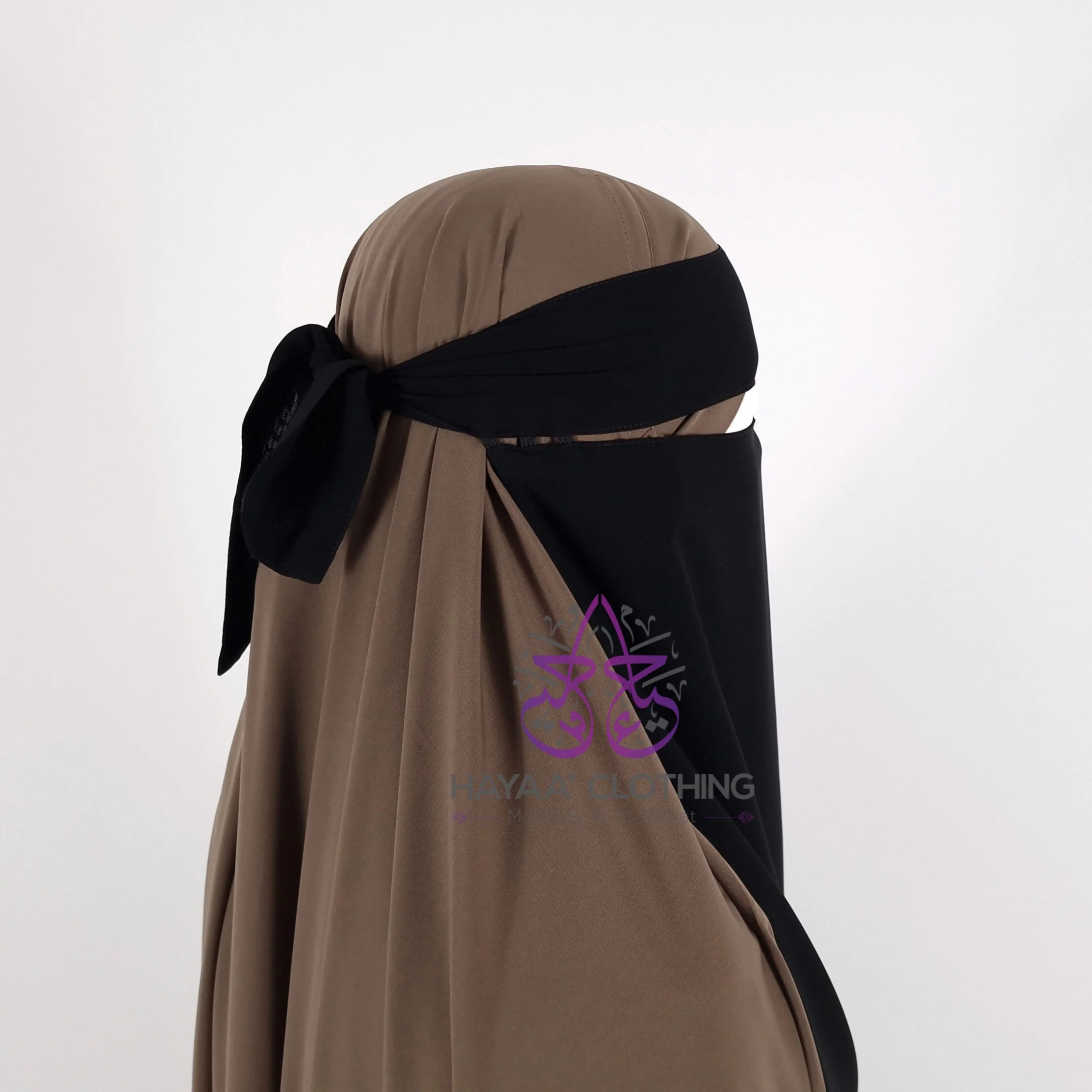 Single Layer Niqab Elastic Sides 20" - Black - Image 3